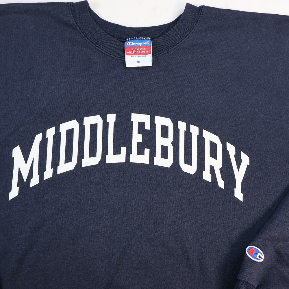 Champion Middlebury College Sweatshirt Navy Blue Crewneck XL Vermont